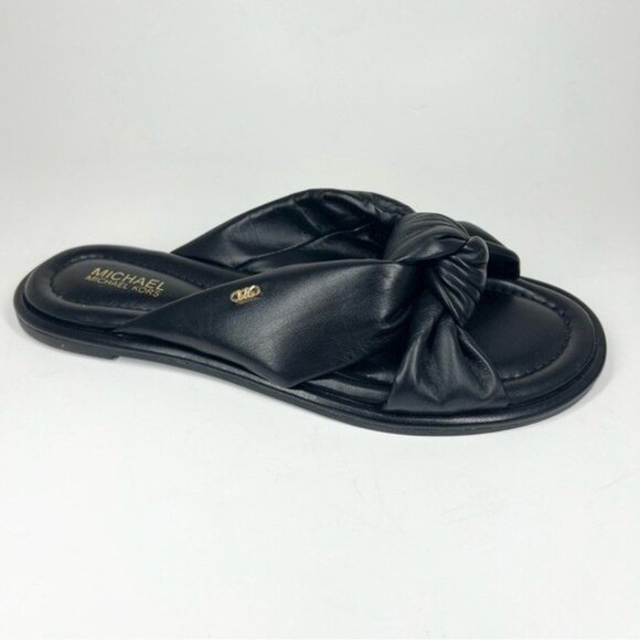 MICHAEL Michael Kors Elena Knotted Slide Sandals Black Size 6M - Picture 2 of 14